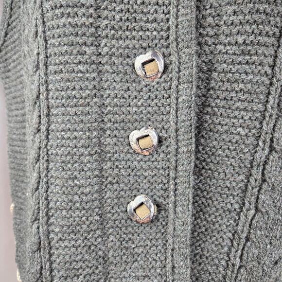 Loden Plankl Wool Cableknit Dark Green Sweater Vest Cardigan Sweater EU Size 42 - Picture 4 of 12